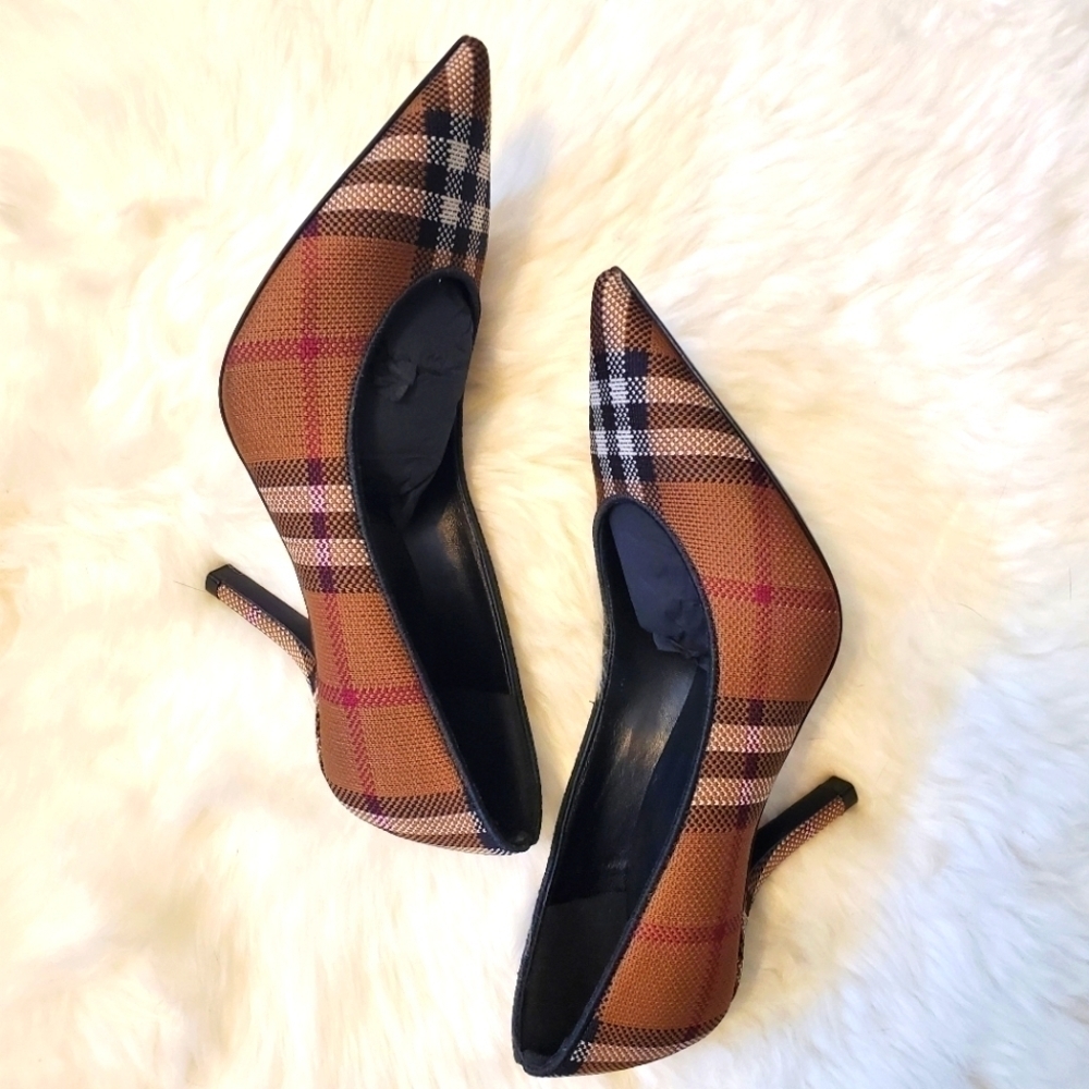 Burberry Ally 85mm Woven Check Pumps sz. 7 - Picture 5 of 13